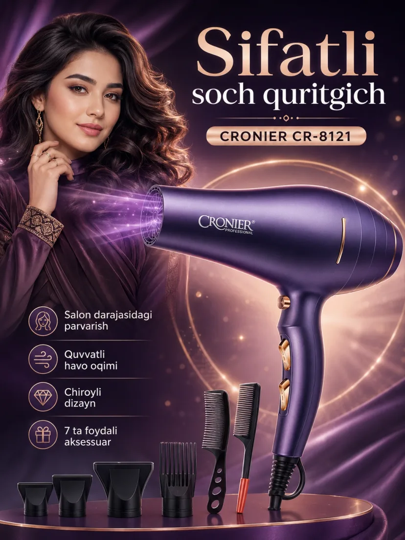 CRONIER CR-8121 Professional Fen, 7 smola