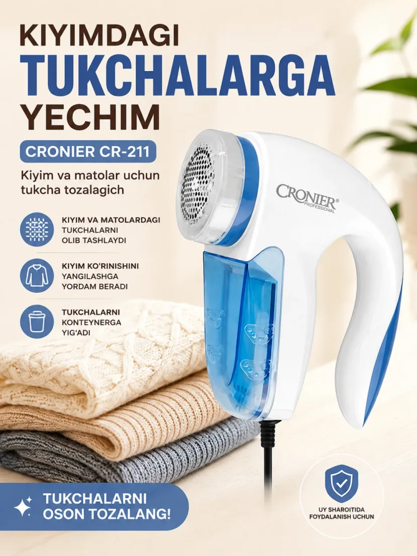 CRONIER CR-211 Kiyim tozalagich mashina, metall pichoqli kirtlar va g'uddalarni olib tashlaydi