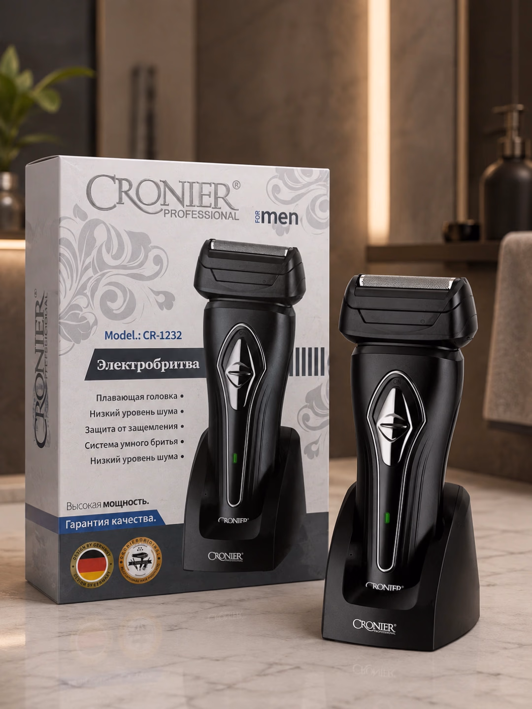 CRONIER CR-1232 электр устари: Zanglamas po'lat pichoqli, yuqori quvvatli soqol mashinasi