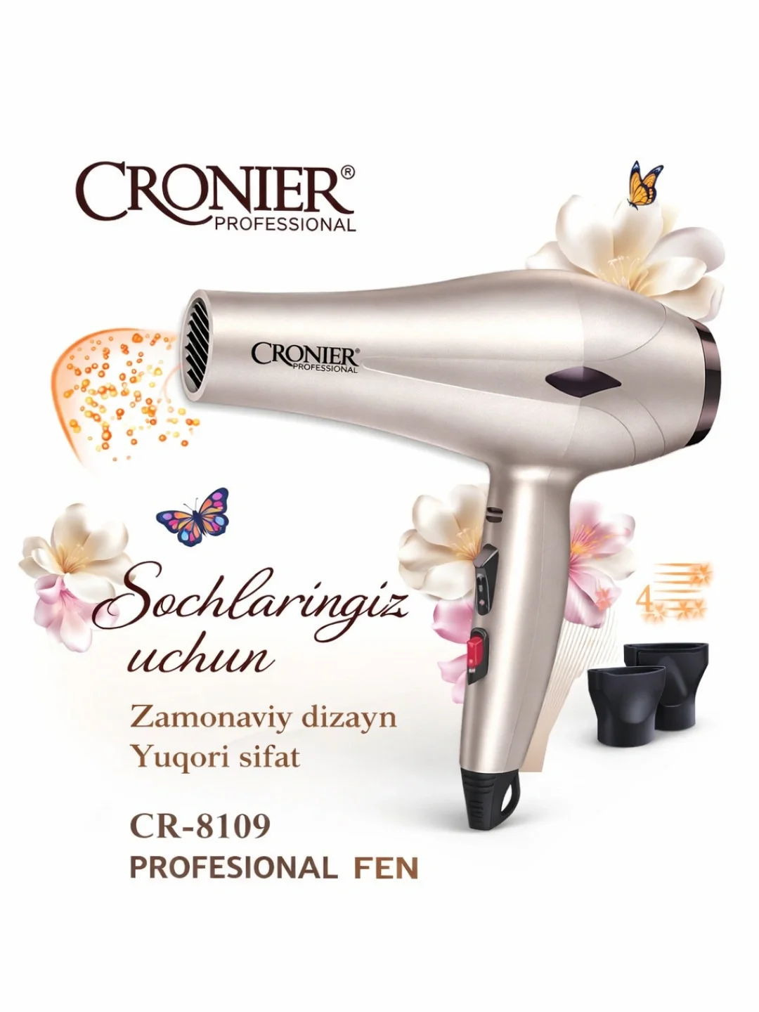 Cronier CR-8109 profesional soch quritgich, 3000 Vt - Asosiy rasm
