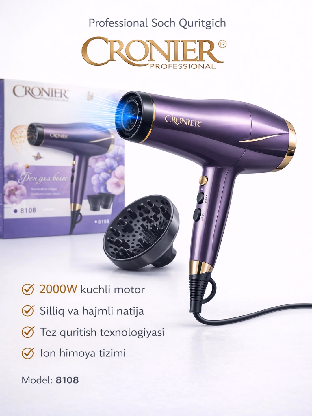 Cronier CR-8108 Professional soch quritgich 2000W
