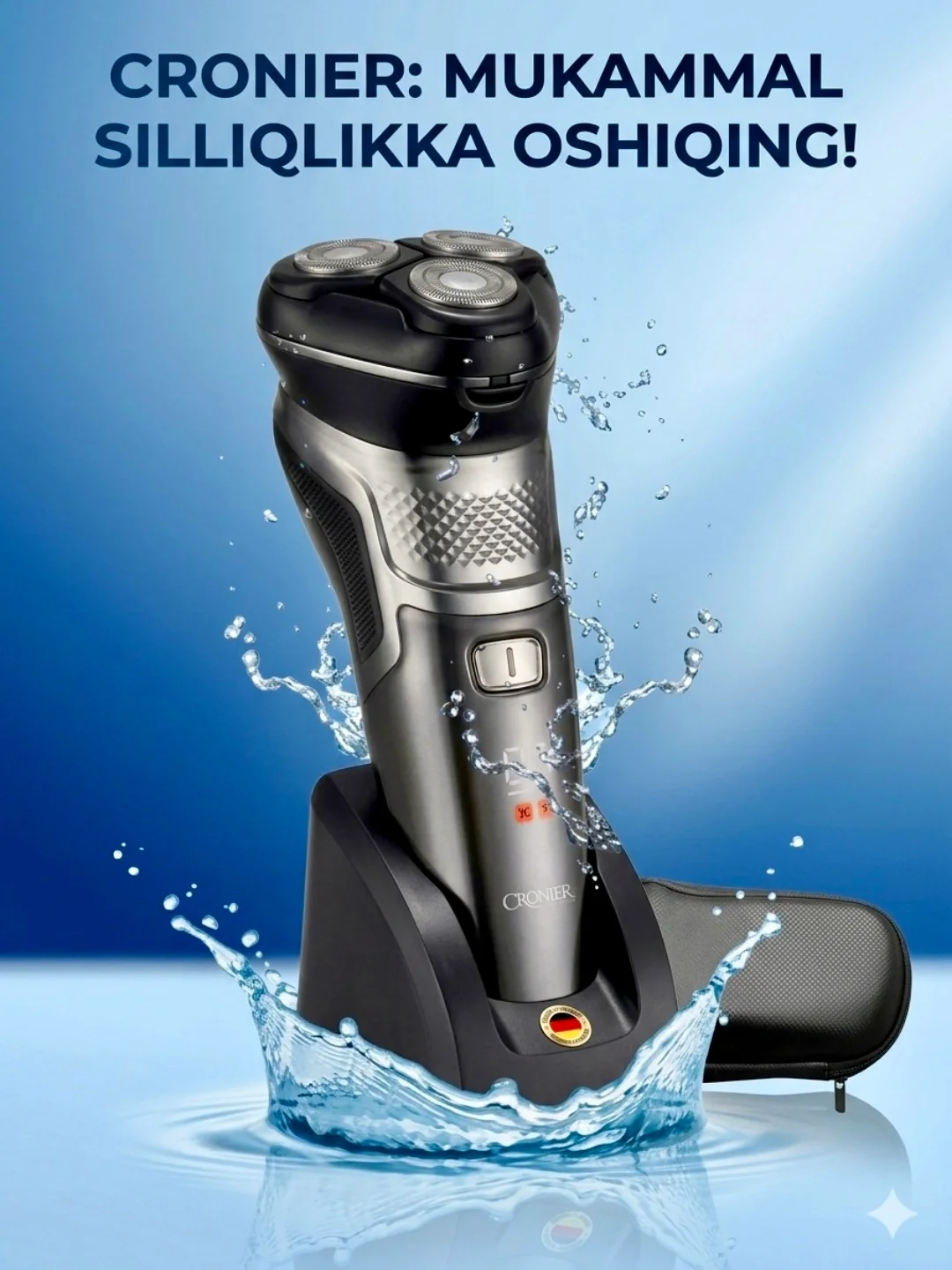 CRONIER CR-1228 Водонепроницаемая бритва IPX7, USB, 3 сферических насадки - 2