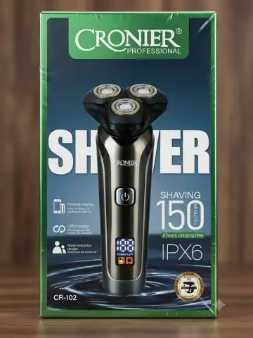 Cronier Professional CR-102 erkek ustarasi, 3 ravishli pichoq va USB-batareya (150 daq)