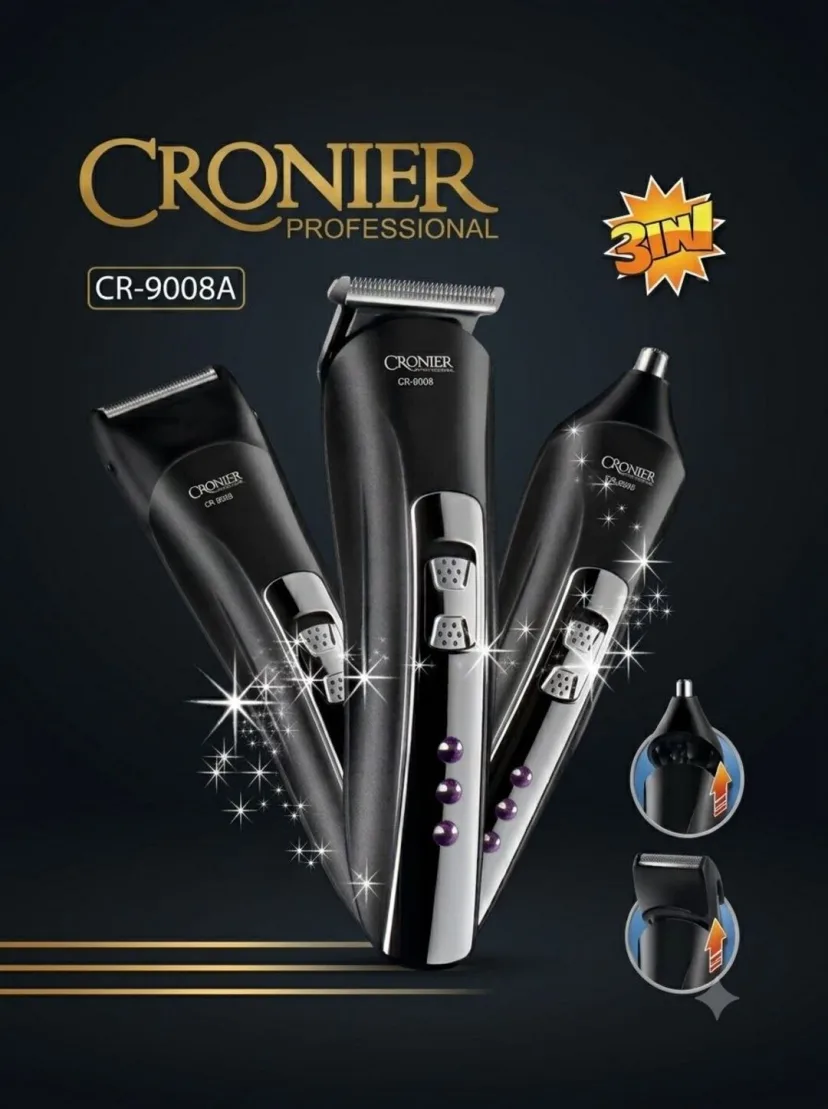 CRONIER CR-9008A 3in1 Akkumulyatorli Trimmer: Soch va Soqol Mashinkasi