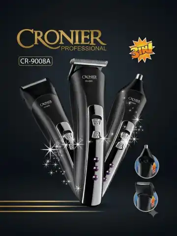 CRONIER CR-9008A 3in1 Akkumulyatorli Trimmer: Soch va Soqol Mashinkasi