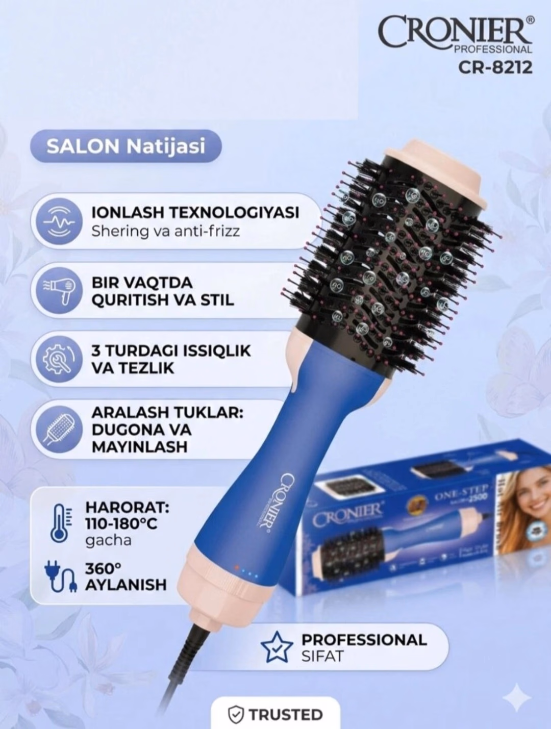 CRONIER CR-8212 Styler Cho'tka: Ionli Keramika, 180°C