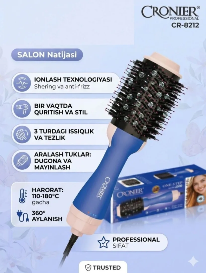 CRONIER CR-8212 Styler Cho'tka: Ionli Keramika, 180°C