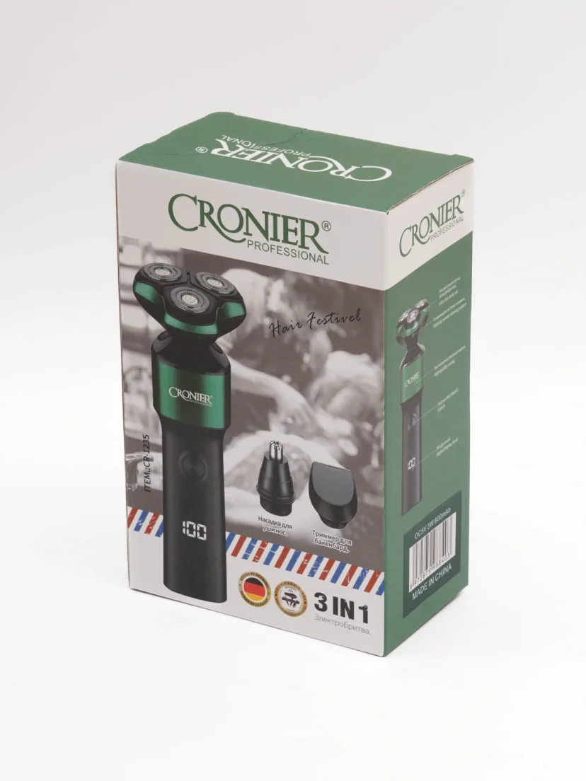 CRONIER CR-1235 Professional Akkumulyatorli Soqol Mashinasi, Stal Pichoq