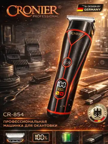 CRONIER CR-9090 / CR-854 Professional Trimmer USB Zaryadkali, Zanglamas Po'lat Pichoqli