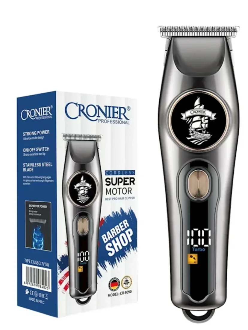 CRONIER CR-9090 / CR-854 Professional Trimmer USB Zaryadkali, Zanglamas Po'lat Pichoqli