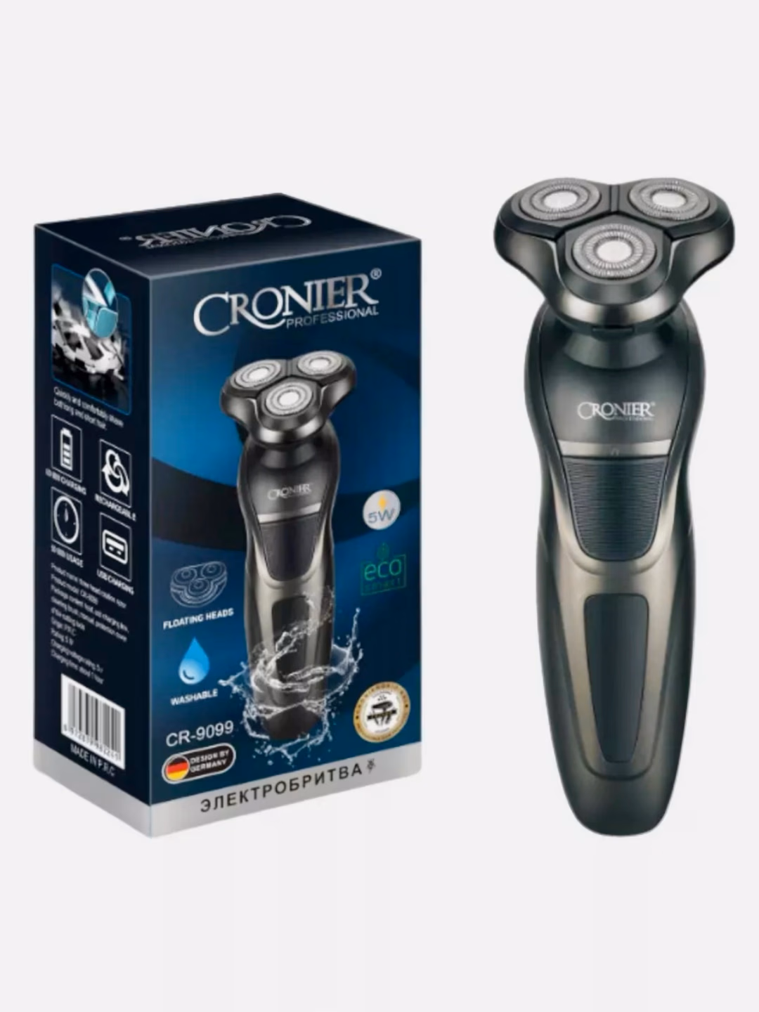 Cronier CR-9099 Elektr soqol mashinasi, zanglamas po'lat pichoq, 50 min - 5