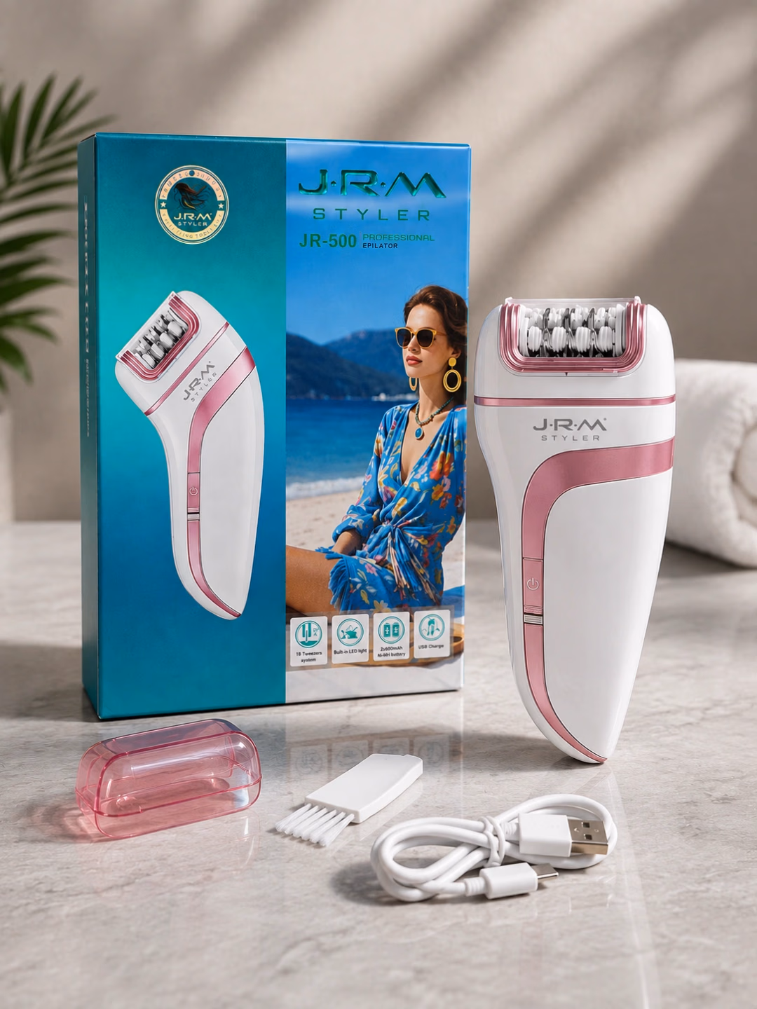 J·R·M STYLER JR-500 — Ayollar uchun simsiz tana epilatori, 60 daq quvvat - 2