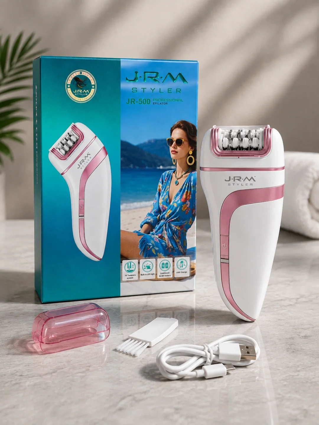 J·R·M STYLER JR-500 — Ayollar uchun simsiz tana epilatori, 60 daq quvvat - 2