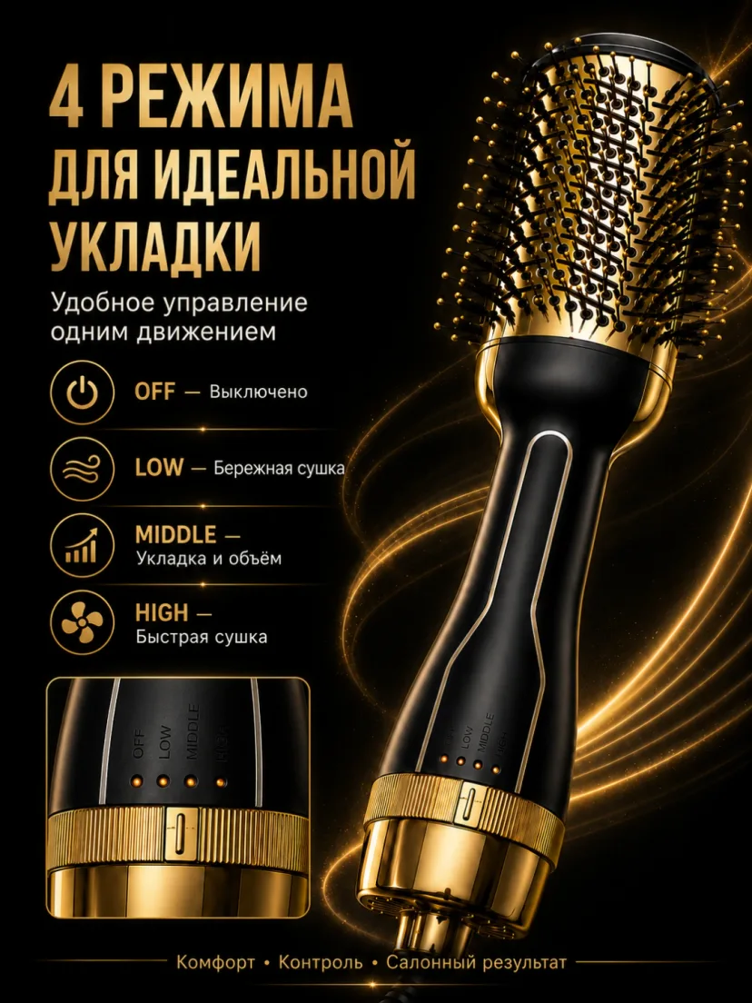 J·R·M STYLER JRM-802 Fen-cho'tka, 1200W, 3 harorat rejimi, tez quritish va turmaklash