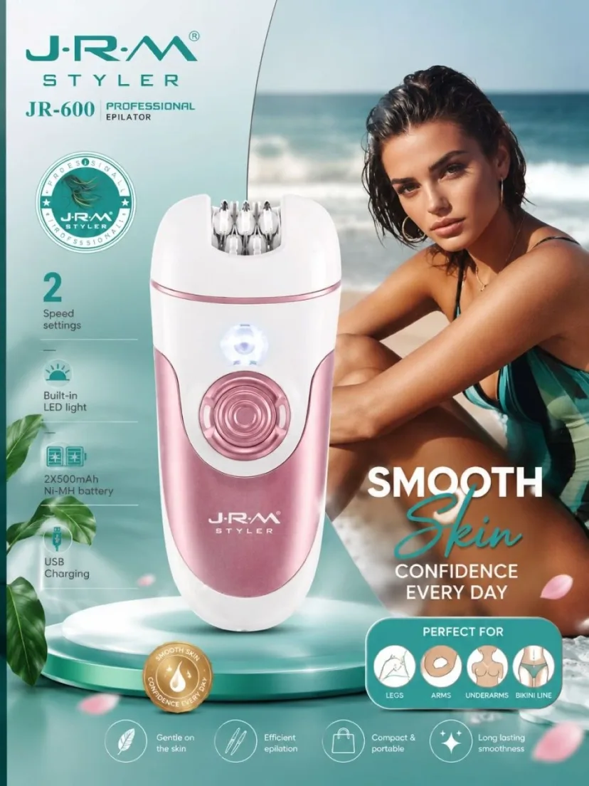 J·R·M STYLER JR-600 Epilator: USB quvvatli, o'z navbati bilan ishlaydigan professional soch sovuq qurilmasi