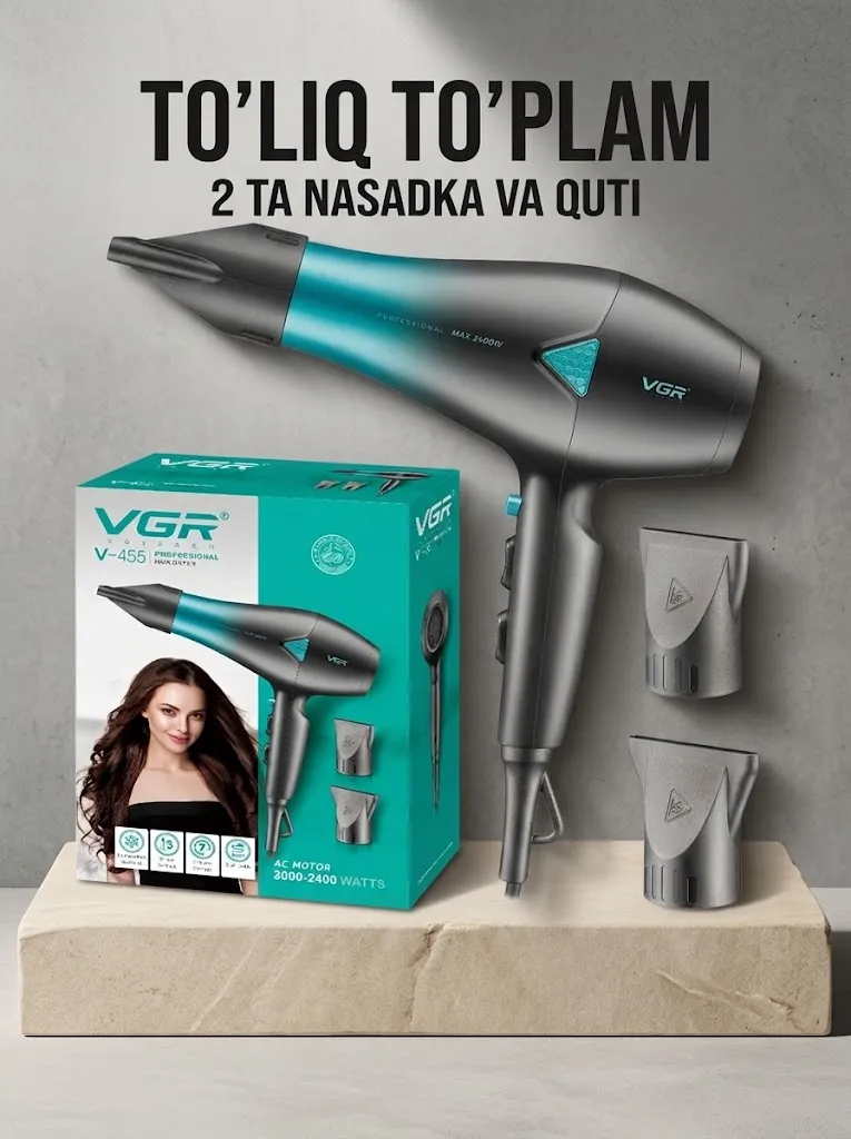 VGR V-455 Professional fen: Potent 2400W oqi uzgich