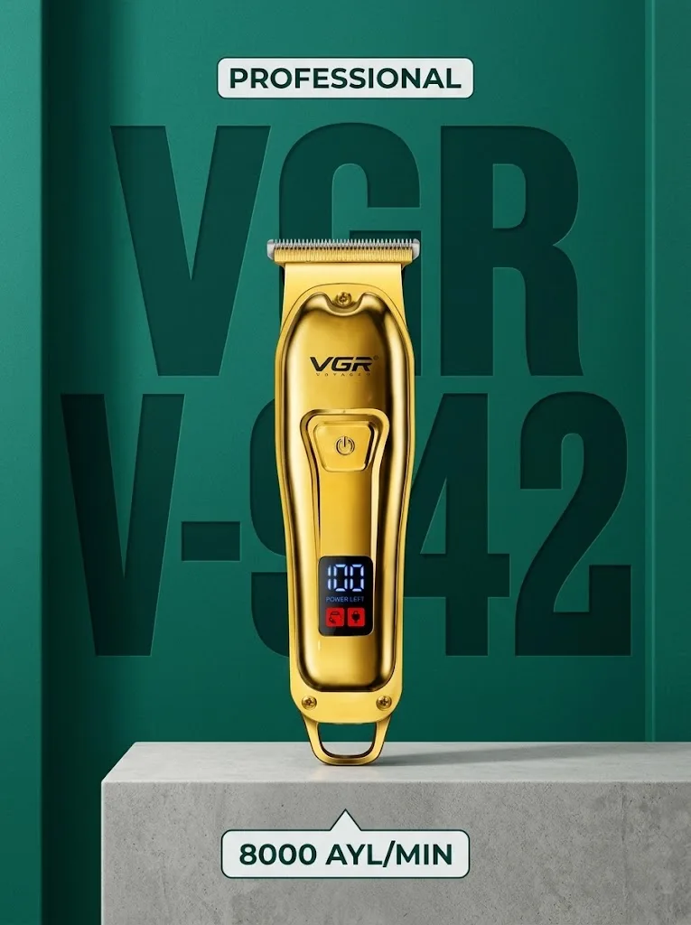VGR V-942 professional trimmer: 2000 mAh, 180 daqiqa ishlash vaqti - 2