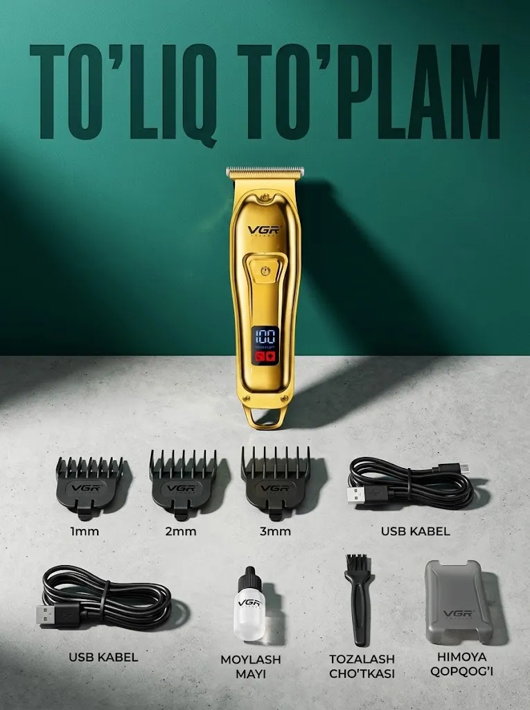 VGR V-942 professional trimmer: 2000 mAh, 180 daqiqa ishlash vaqti