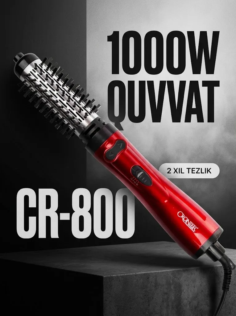 CRONIER CR-800 Профессиональная Вращающаяся Фен-Щетка, 1000W, Керамика - 4