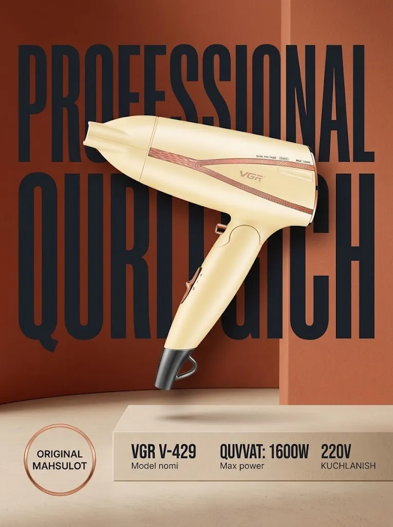 VGR V-429 professional soch quritgichi, 220V quvvat bilan