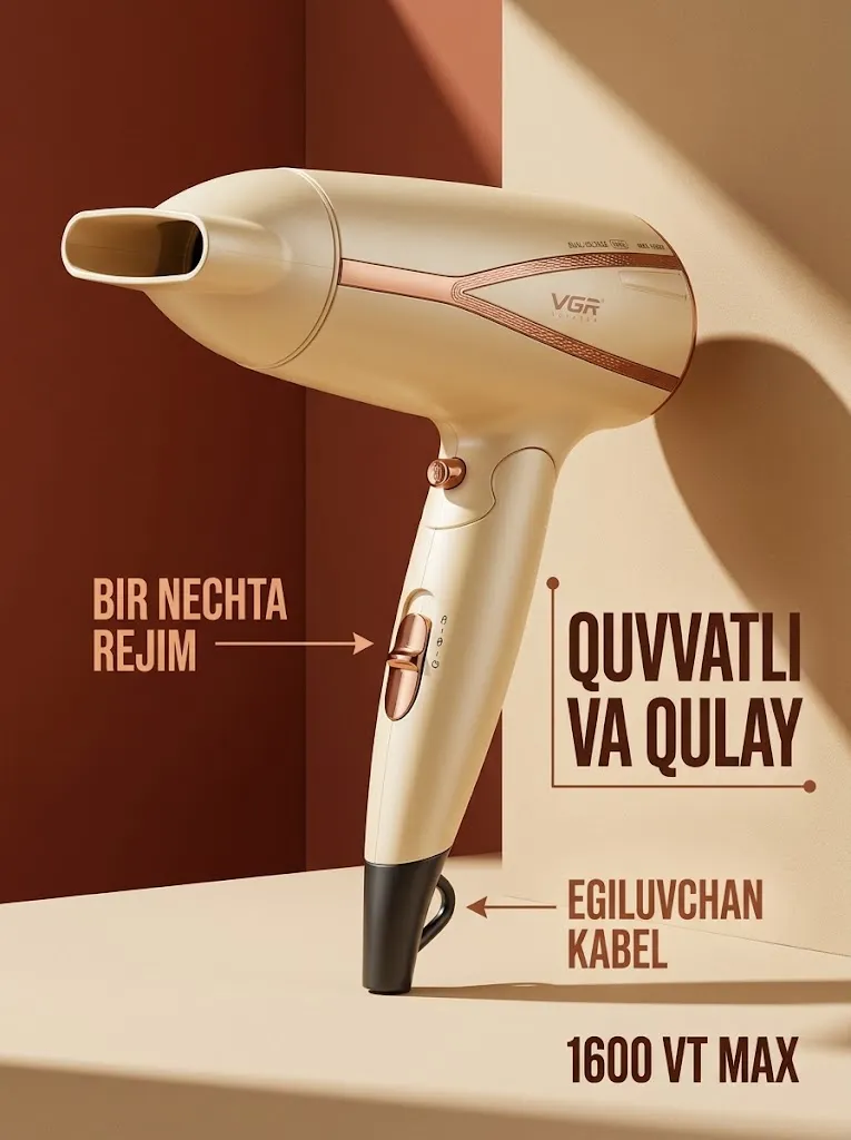 VGR V-429 professional soch quritgichi, 220V quvvat bilan