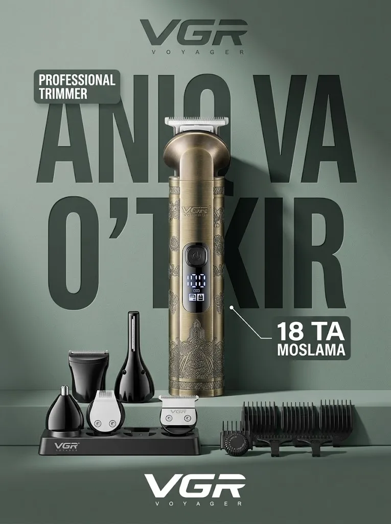 VGR VGR-110 Professional soch-soqol olish mashinasi, USB quvvatli - 2