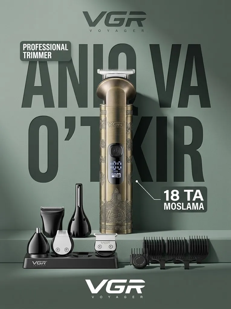VGR VGR-110 Professional soch-soqol olish mashinasi, USB quvvatli