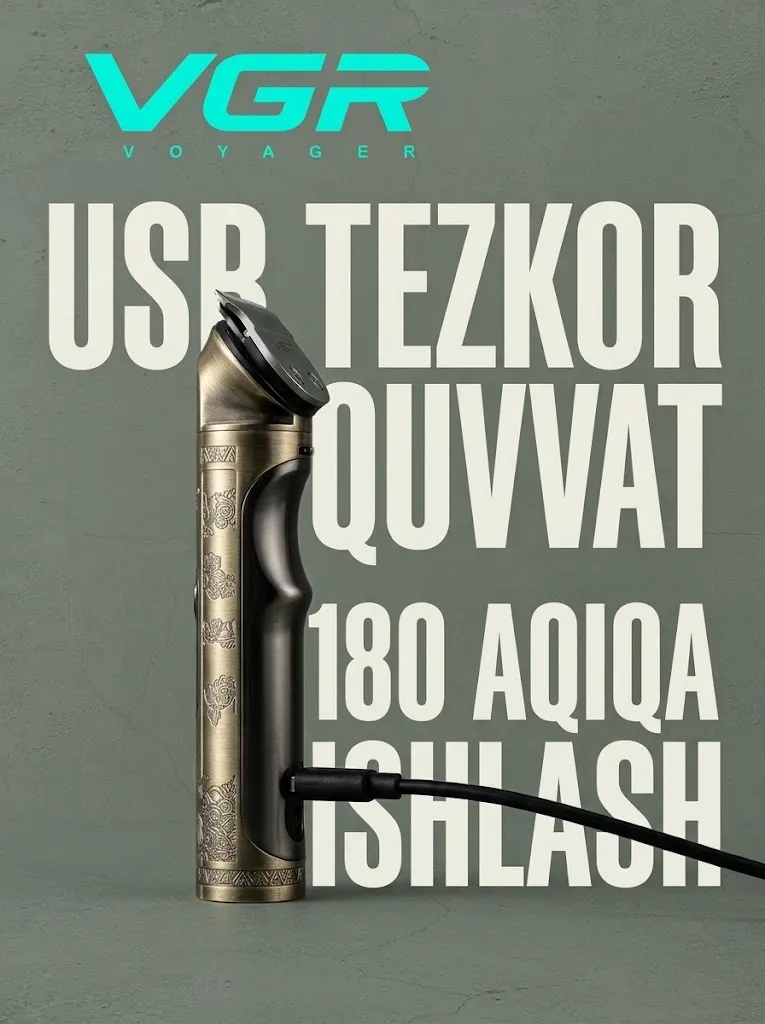 VGR VGR-110 Professional soch-soqol olish mashinasi, USB quvvatli