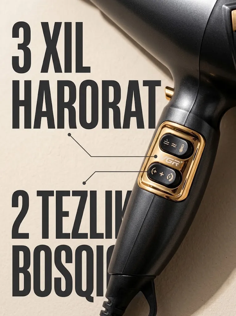VGR V-423 Professional Soch Feni 2200W Kunduzli Foydalanish
