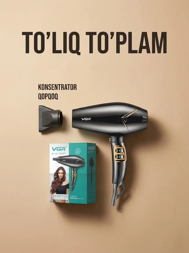 VGR V-423 Professional Soch Feni 2200W Kunduzli Foydalanish
