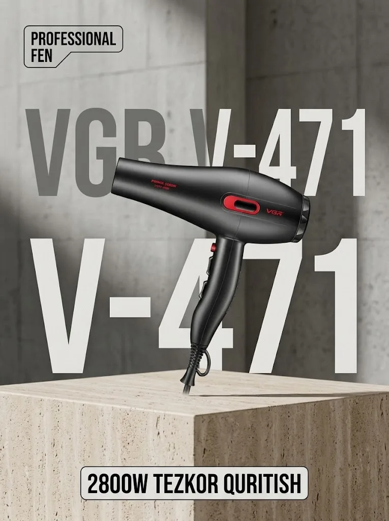 Фен VGR V-471: 220V, Единообразный Нагрев для Салонного Стиля - 2