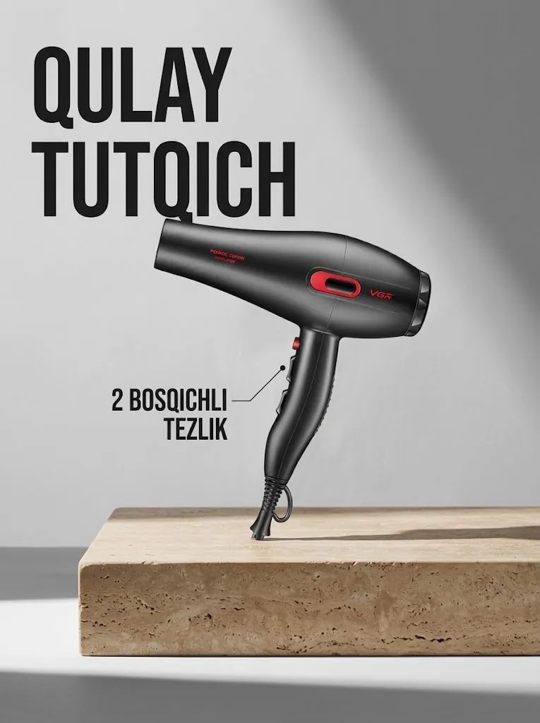 VGR V-471 Professional Fen: 220V, Yagona Haroratli Salon Uslubi