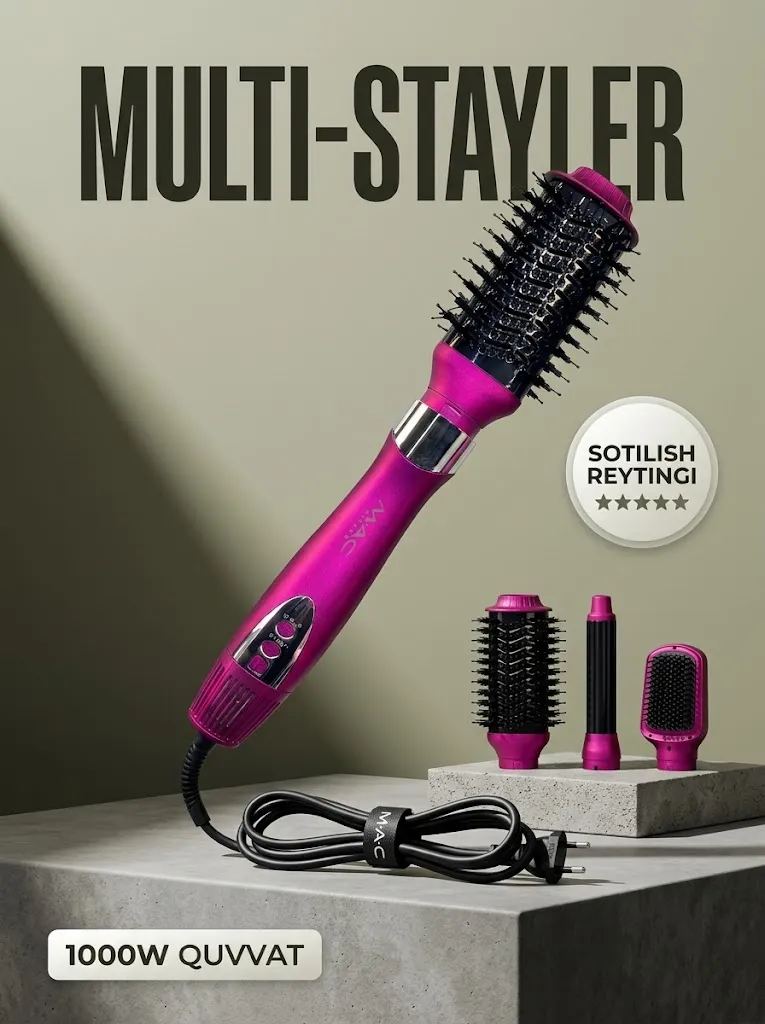 M·A·C STYLER MC-6755 8-1 fen 1000W, keramik pichoqli 2m kabel