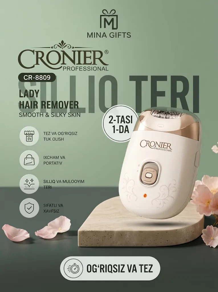 Cronier CR-8809 Ayollar uchun Epilyator (Simsiz, German Po'lati)
