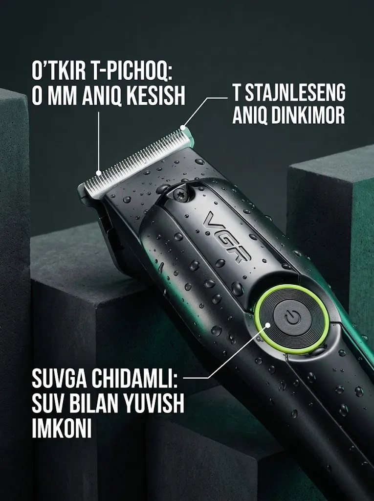 VGR V-905 Soqol Trimmeri: Zanglamas pichoq, Suv o'tkazmas, 2 rejim