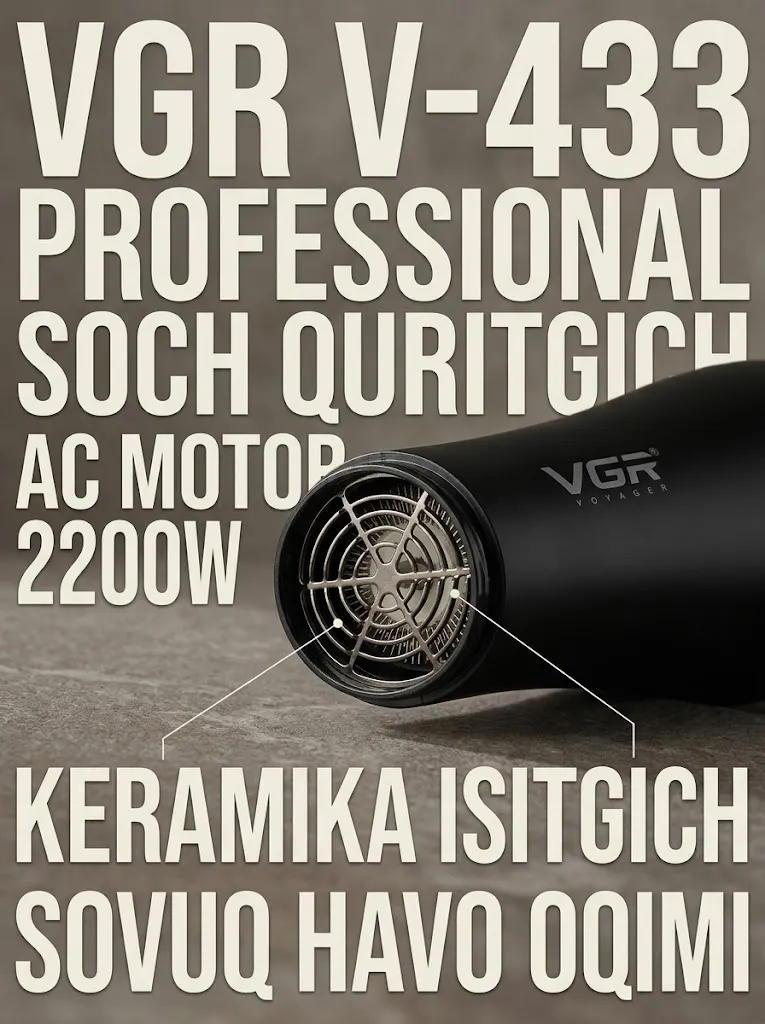 VGR V-433 Professional Fen: 2200W, Keramika Qoplama