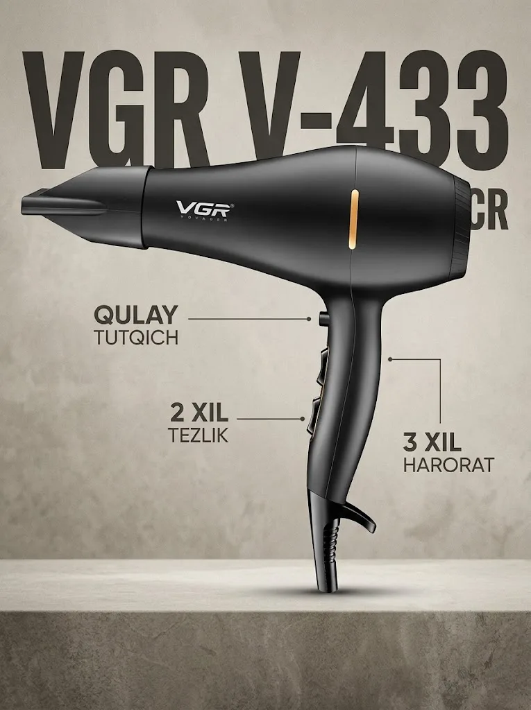 VGR V-433 Профессиональный фен: 2200W, керамика - 4