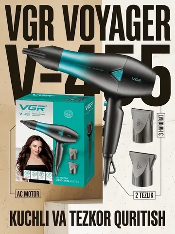 VGR V-455 Professional fen: Potent 2400W oqi uzgich