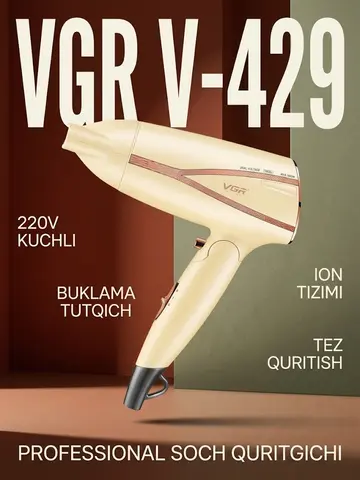 VGR V-429 professional soch quritgichi, 220V quvvat bilan