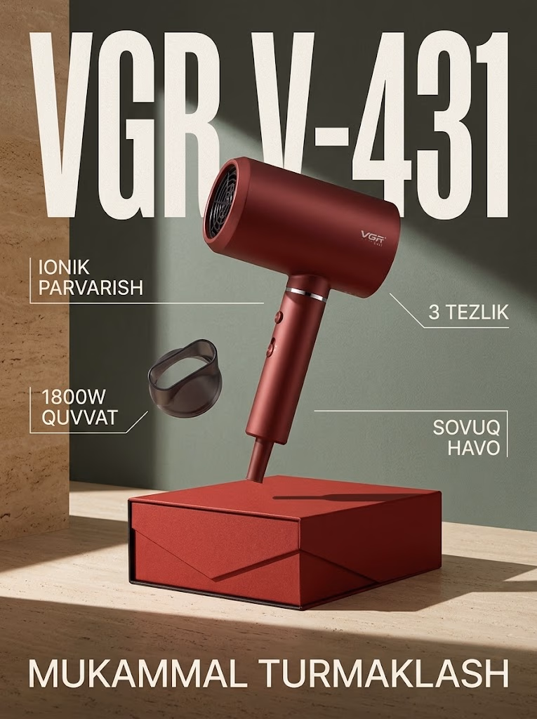 VGR VGR-431 Soch Feni | Negative Ion Texnologiyali