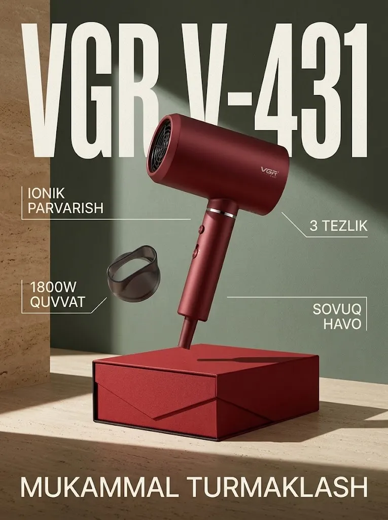 VGR VGR-431 Soch Feni | Negative Ion Texnologiyali