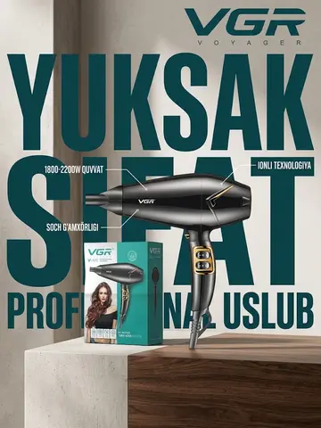 VGR V-423 Professional Soch Feni 2200W Kunduzli Foydalanish