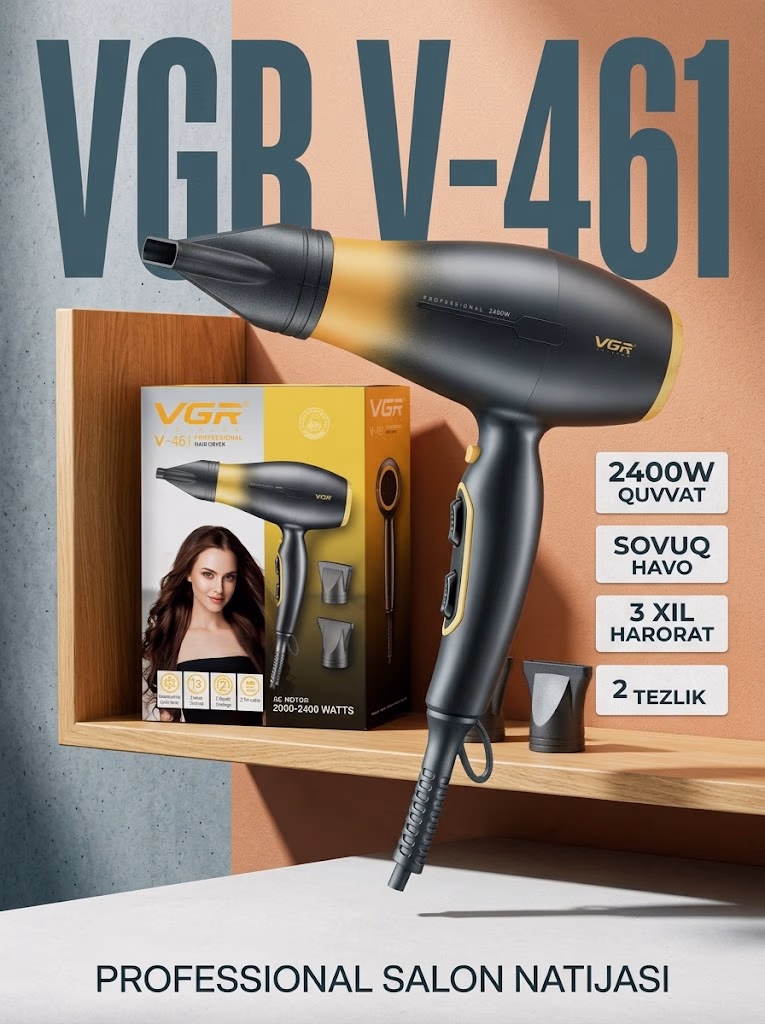 VGR V-461 professional fen, 2400W tezkor sovuq havo