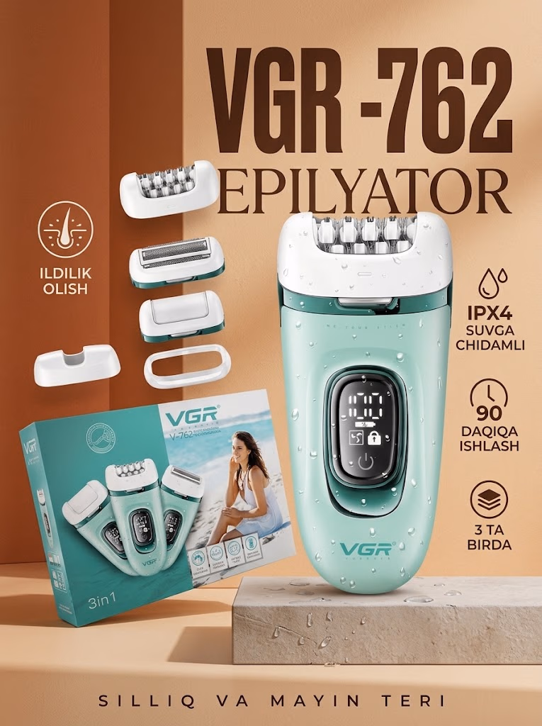 VGR V-762 Epilyator: professional, 90 daqiqa avtonom