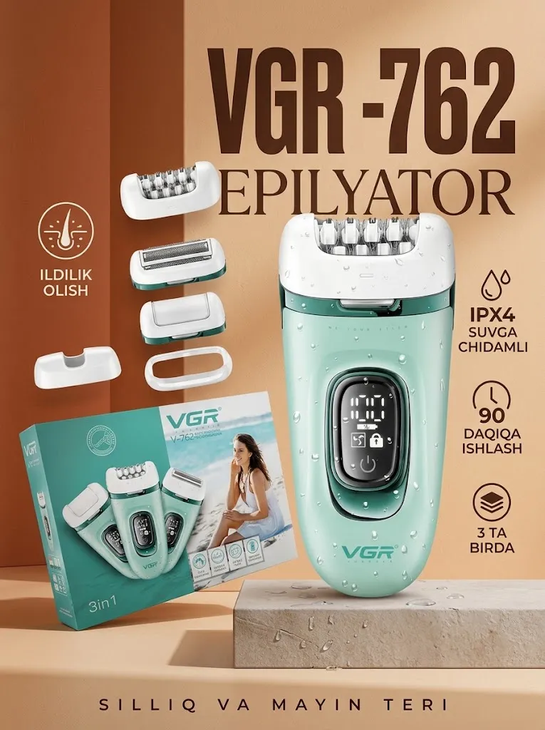 VGR V-762 Epilyator: professional, 90 daqiqa avtonom