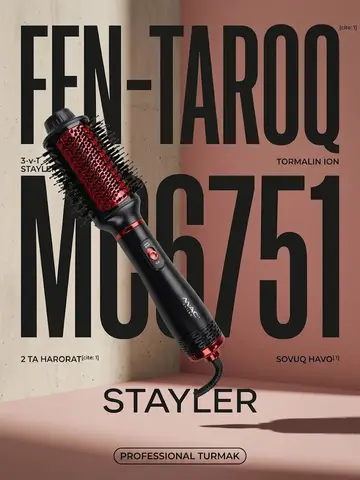 M·A·C STYLER MC6751 3-v-1 Profesional Fen-Taroq va Multistayler Tormalin