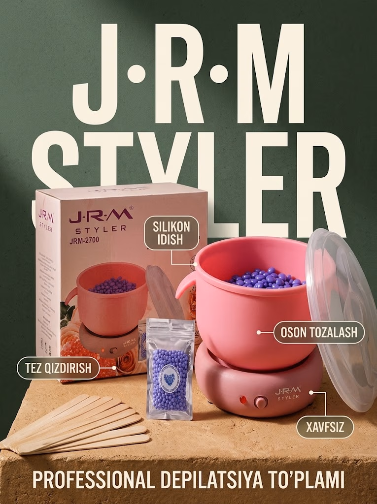 J·R·M STYLER JRM-2700 Mum va parafin erituvchisi, silikon jig bilan professional depilatsiya nabori