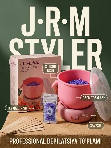J·R·M STYLER JRM-2700 Mum va parafin erituvchisi, silikon jig bilan professional depilatsiya nabori