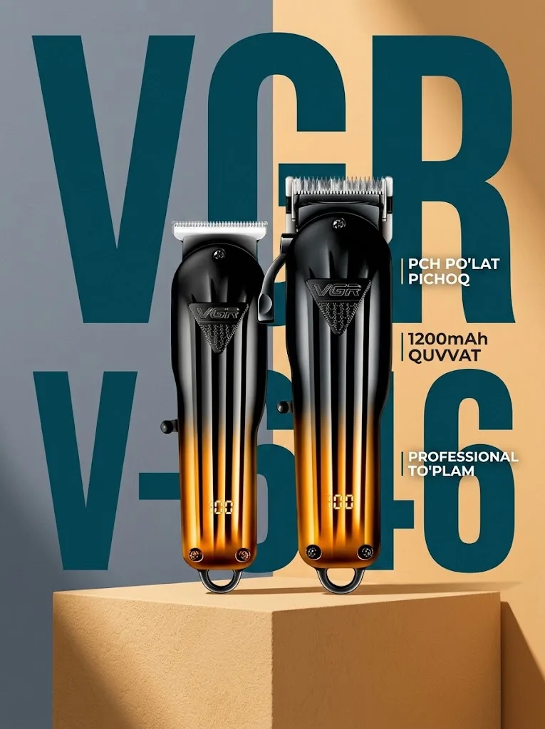 VGR V-646 Soch va soqol trimmeri, PCH po'lat pichoqli, 1200mAh batareya