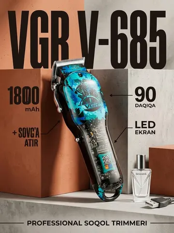 VGR V-685 Soqol trimmeri 1800mAh 90 min + Sevaverek parfyum